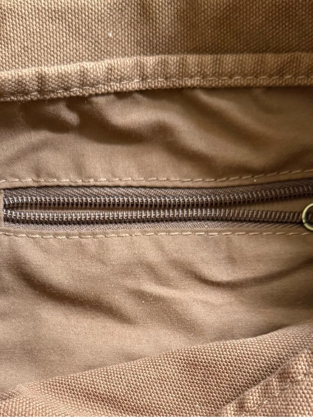 Brown Canvas Messenger Bag with Raven Print